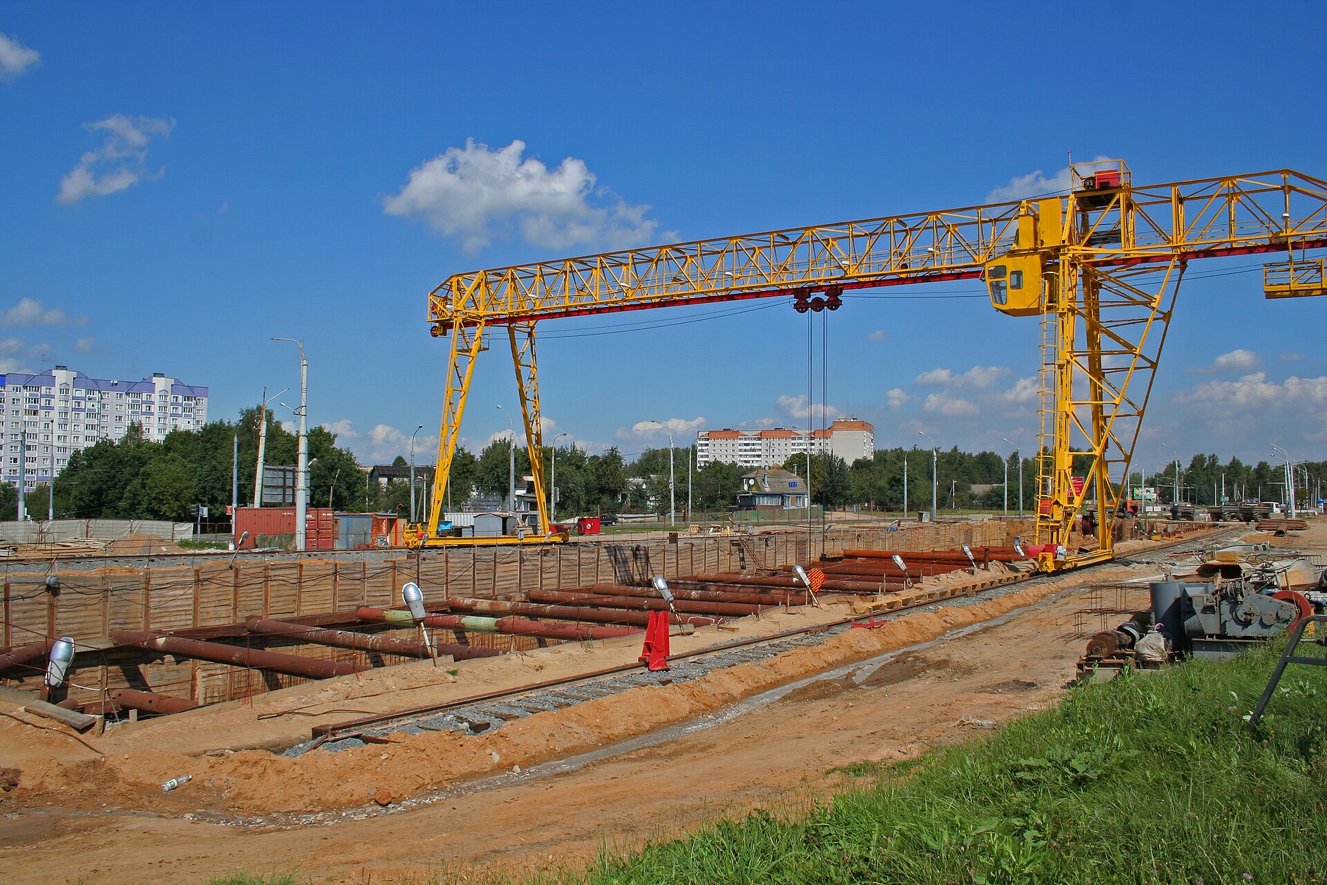 Стройплощадка метро в Минске на проспекте Дзержинского, 2010